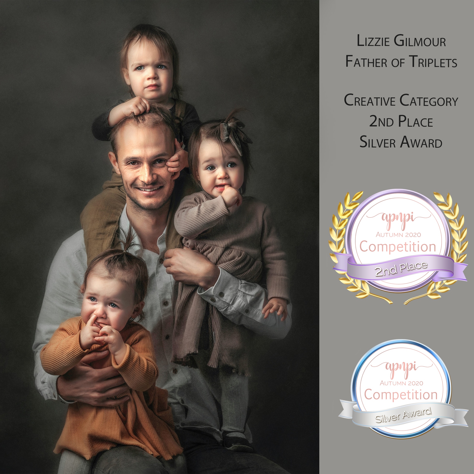 APNPI Competition 2nd Place Winner – Creative. “Father of Triplets” by Lizzie Gilmour