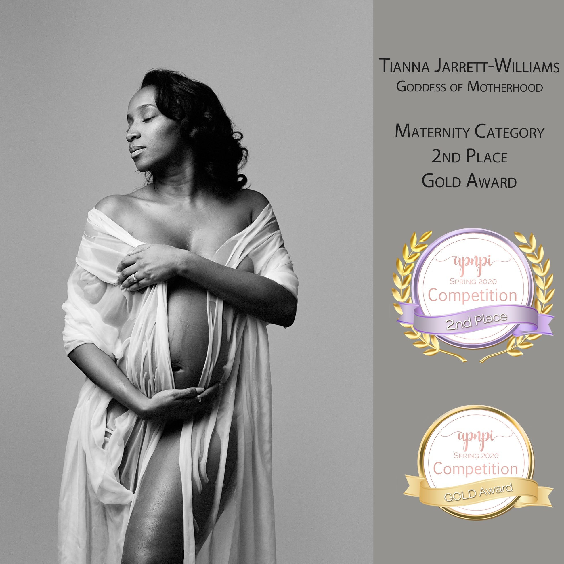 APNPI Competition 2nd Place Winner – Maternity. “Goddess of Motherhood” by Tianna Jarrett-Williams