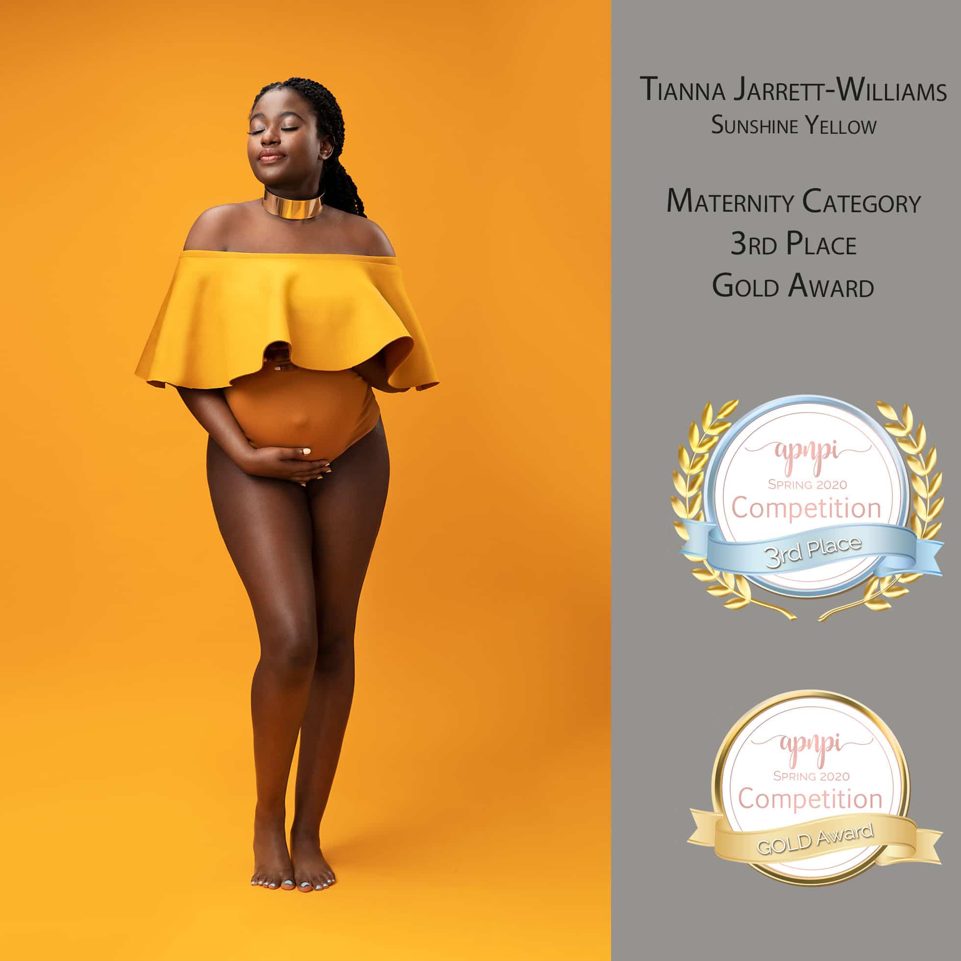 APNPI Competition 3rd Place Winner – Maternity. “Sunshine Yellow” by Tianna Jarrett-Williams