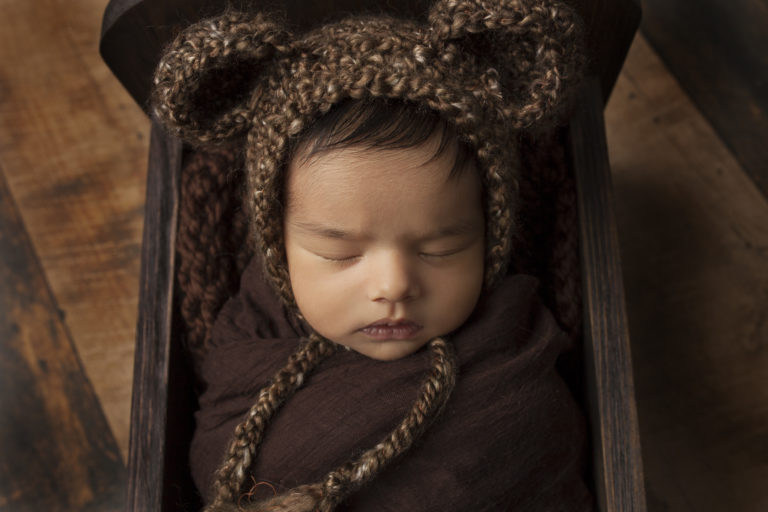 Newborn Baby Boy in bear outfit wrap-1